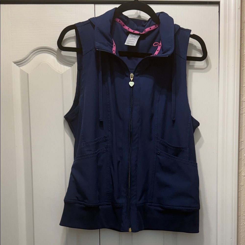Navy HeartSoul Zip-Up Hoodie scrub vest- Medium